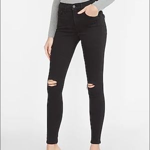 EXPRESS Perfect Black Ripped Skinny Jeans 2R